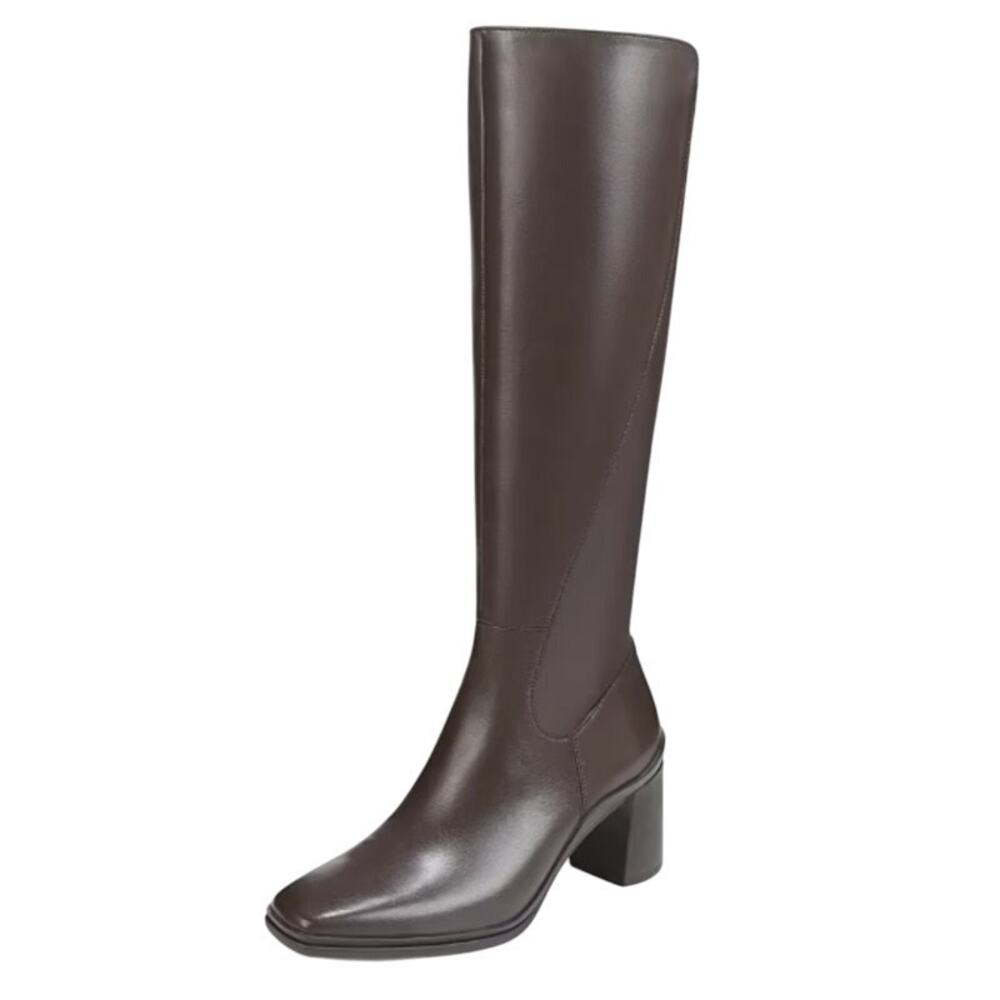 Naturalizer Dark Brown Leather Knee-High Block Heel Boots